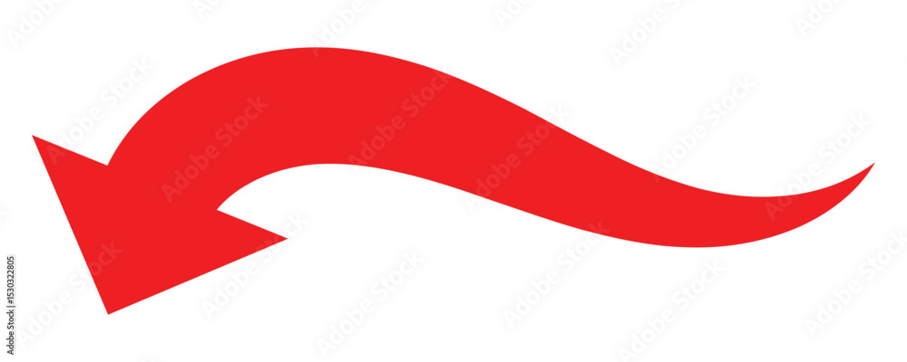 Poster curved left arrow icon. curved arrow icon. curved arrow. red arrow icon vector. bold arrow symbol cu