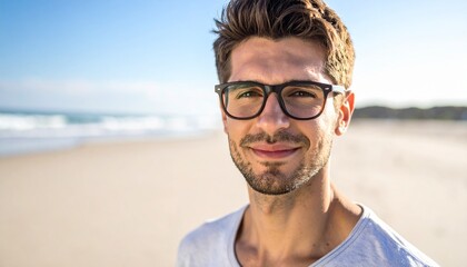 Young man glasses confident standing
