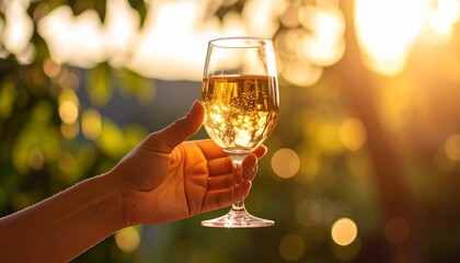 Glass of white wine in hand