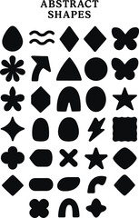 A vector illustration set of black silhouettes featuring mustaches, dogs, hats, and playing card suit symbols like spades, hearts, diamonds, and clubs, perfect for casino game design