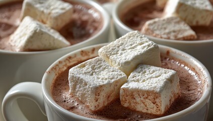 Warm, frothy hot chocolate with marshmallows