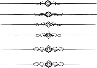 Elegant Collection of Ornamental Dividers, Page Borders, and Decorative Lines in Black and White.