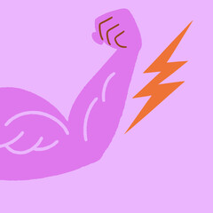Obraz premium Illustration of a muscular arm with a lightning bolt near