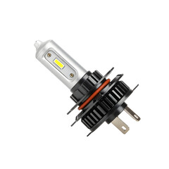Silver LED Car Headlight Bulb with Black Cooling Fins and Copper ORing