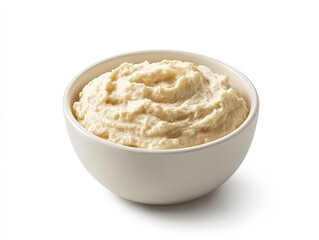 Creamy Smooth Texture of Whipped Mashed Potatoes in White Bowl