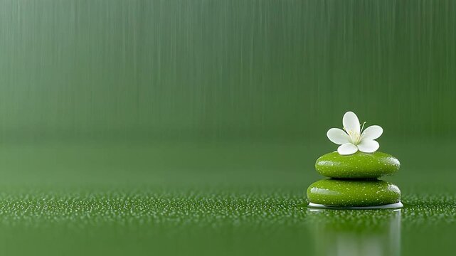 Zen Garden Serenity: Rain, Stones, and Blossoms