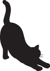 Black cat silhouette vector illustration of a domestic feline mammal