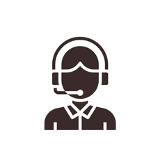 Customer service representative with headset icon for business support illustration