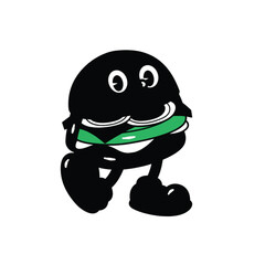 Funny green android monster cartoon character illustration with blank sign