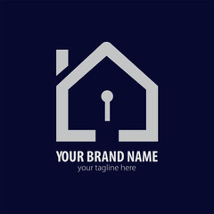 Secure Home Real Estate Logo Template with Lock and House Icon