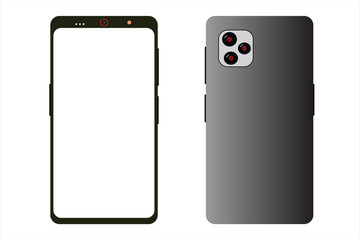 Smartphone Front and Back View vector icon illustration