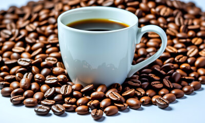 Hot Coffee with Fresh Coffee Beans