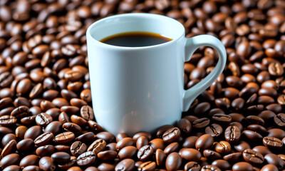 Fresh Brewed Coffee in Bean Surrounding