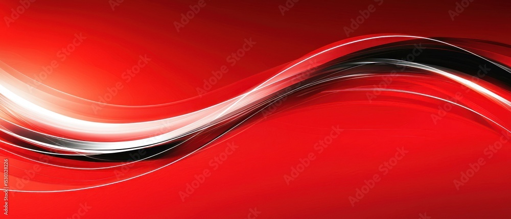 Poster abstract red background with dynamic black and white wave
