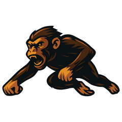 Wild monkey in mid-action, displaying strength and agility in a natural habitat during daylight hours vector logo illustration