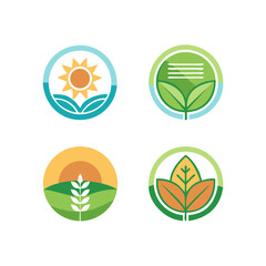 Modern Eco-Friendly Agriculture Logo Set – Nature-Inspired Circular Organic Brand Designs