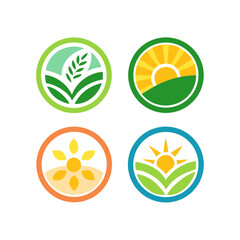 Modern Eco-Friendly Agriculture Logo Set – Nature-Inspired Circular Organic Brand Designs