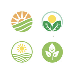 Modern Eco-Friendly Agriculture Logo Set – Nature-Inspired Circular Organic Brand Designs