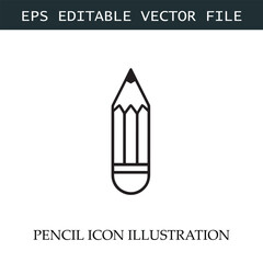 Pencil Icon Black and White Vector Design Image Illustration

