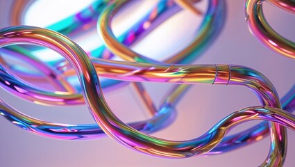 Vibrant 3D Abstract Neon Tubes   Futuristic Digital Art Background in HD , abstract background , tubes , colorful backgrounds