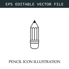 Pencil Icon Black and White Vector Design Image Illustration
