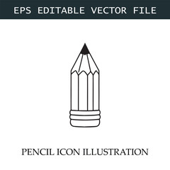 Pencil Icon Black and White Vector Design Image Illustration
