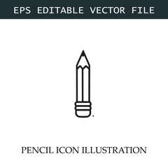 Pencil Icon Black and White Vector Design Image Illustration
