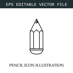 Pencil Icon Black and White Vector Design Image Illustration
