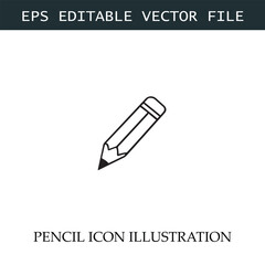 Pencil Icon Black and White Vector Design Image Illustration
