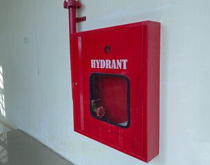 Fire hydrant box on the wall of Biak Hospital