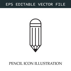 Pencil Icon Black and White Vector Design Image Illustration
