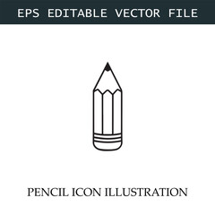 Pencil Icon Black and White Vector Design Image Illustration
