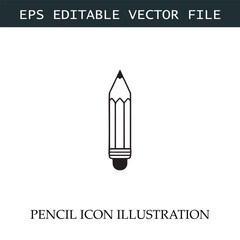 Pencil Icon Black and White Vector Design Image Illustration
