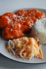 Chicken Katsu with Mentai, Indonesia, captured on June 16, 2025. Crispy breaded chicken cutlet...