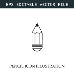 Pencil Icon Black and White Vector Design Image Illustration
