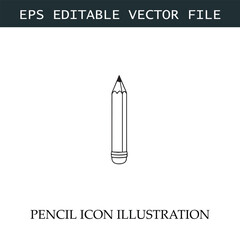 Pencil Icon Black and White Vector Design Image Illustration
