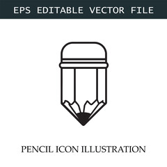 Pencil Icon Black and White Vector Design Image Illustration
