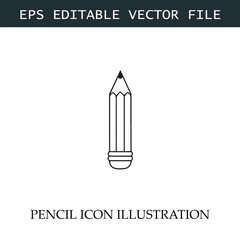 Pencil Icon Black and White Vector Design Image Illustration
