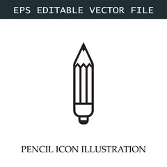 Pencil Icon Black and White Vector Design Image Illustration
