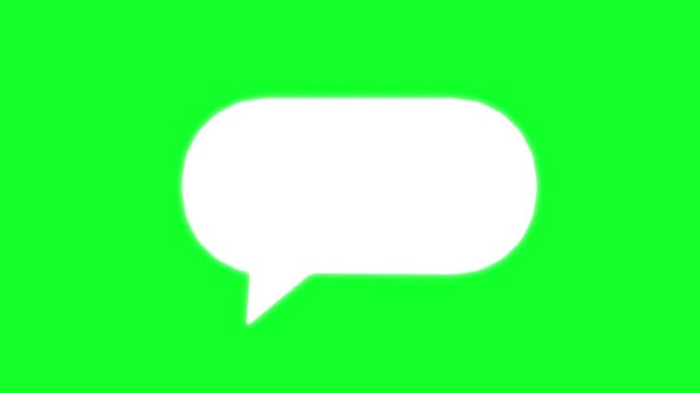 bubble chat messages on green screen chroma key. Speech Bubble Green Screen. pop up chat box, Text box, pop up chat box, message box cartoon animated icon 4k video.