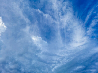 Blue sky with beautiful natural white clouds in the morning
