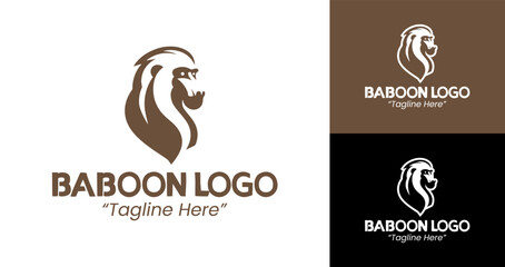 Professional Baboon Logo Design in Brown and White for Branding and Business Identity