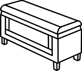 Storage bench outline vector illustration, line art