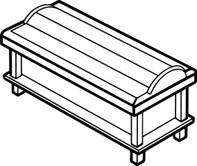 Storage bench outline vector illustration, line art