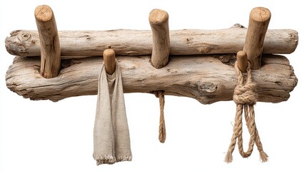 Rustic wooden wall-mounted coat rack