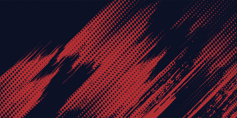 Red halftone dots blue color pattern gradient grunge texture background. Dot pop art comic sport style  modern arts