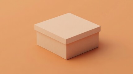 Closed square pale orange box on orange background.