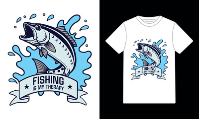 Fishing is my therapy t-shirt design