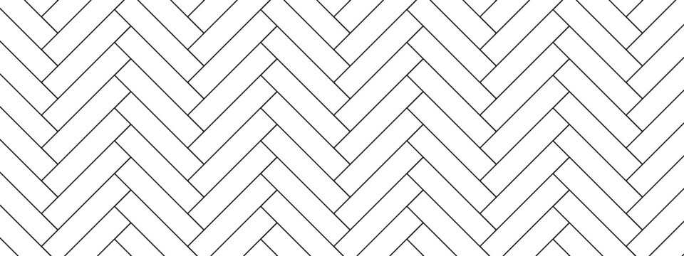 Herringbone floor pattern with sharp tile lines. Repeated texture layout in seamless alignment. Simple design ideal for interior projects. Vector illustration.
