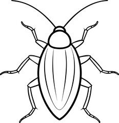 Cockroach outline vector illustration, line art
